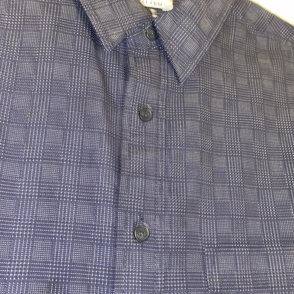 Vintage Haggar Men’s Blue Fitted Button down Long Sleeve Shirt Blue White Med - Picture 3 of 7